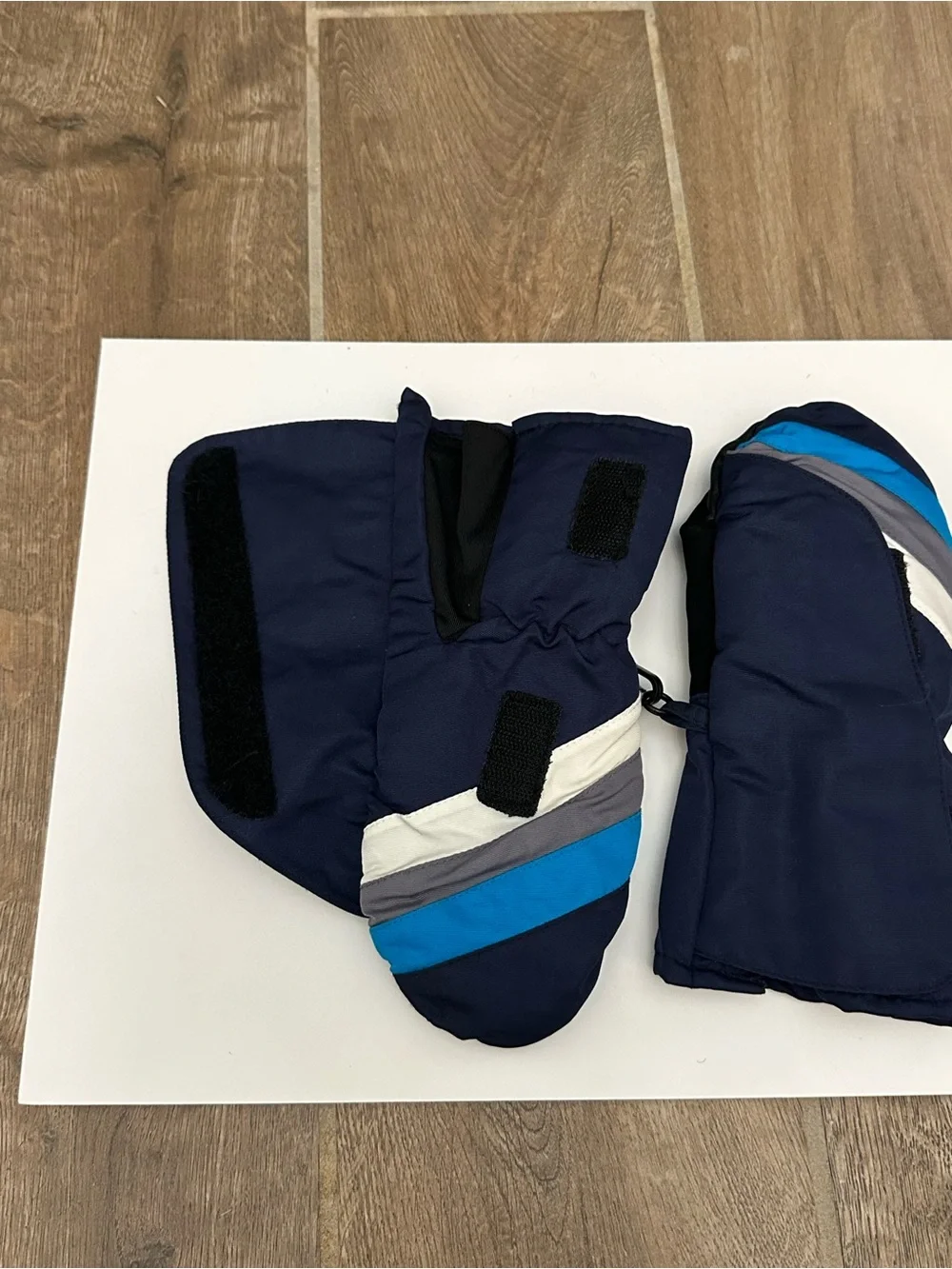 Target Navy Winter Mittens with Blue, Gray & White Stripes Size 2-5T